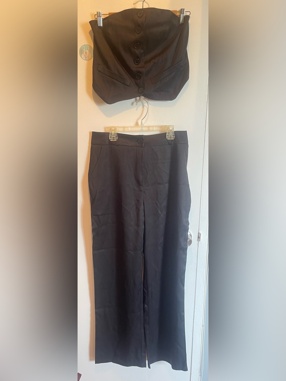 Nwot Classic Women’s 2 Piece Wide-Leg Pants Set in Black with Top Size M